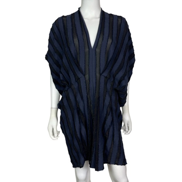 Zero + Maria Cornejo Tops - Zero + Maria Cornejo Women's 4 Navy Black Pintuck Tunic Relaxed Midi Dress NWT